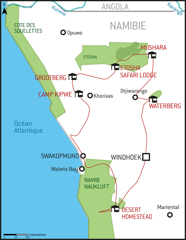 Carte de la Namibie