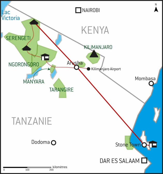 Carte nord de la Tanzanie